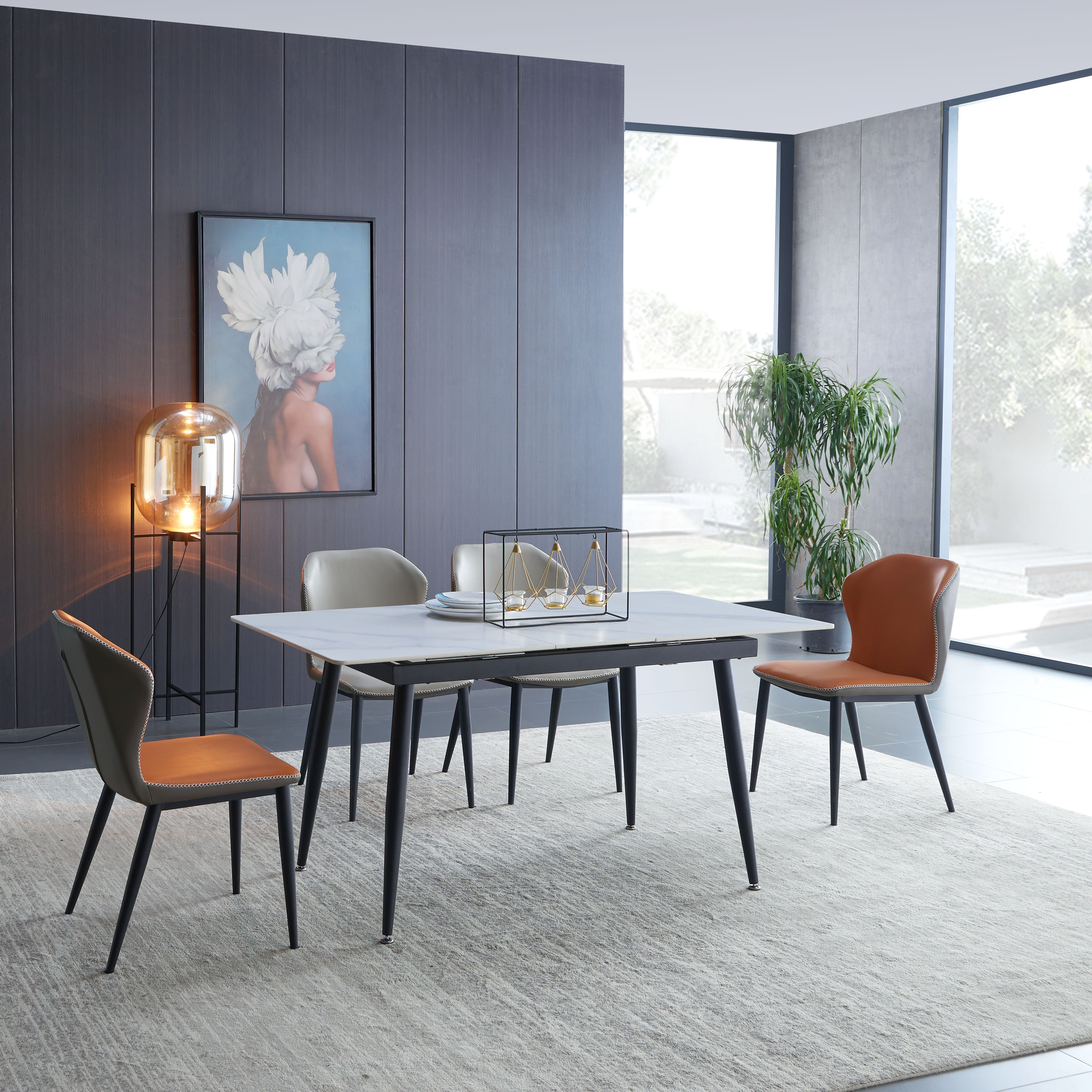 High quality Italian marble retractable simple luxury dining table