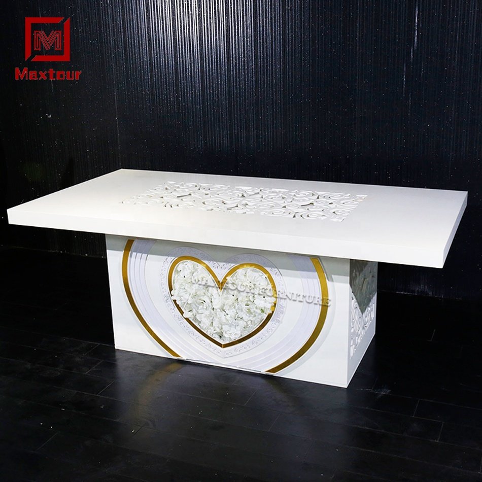 Modern White PVC Plastic Rectangle Dining Table Wedding and Farmhouse Furniture for Hotel