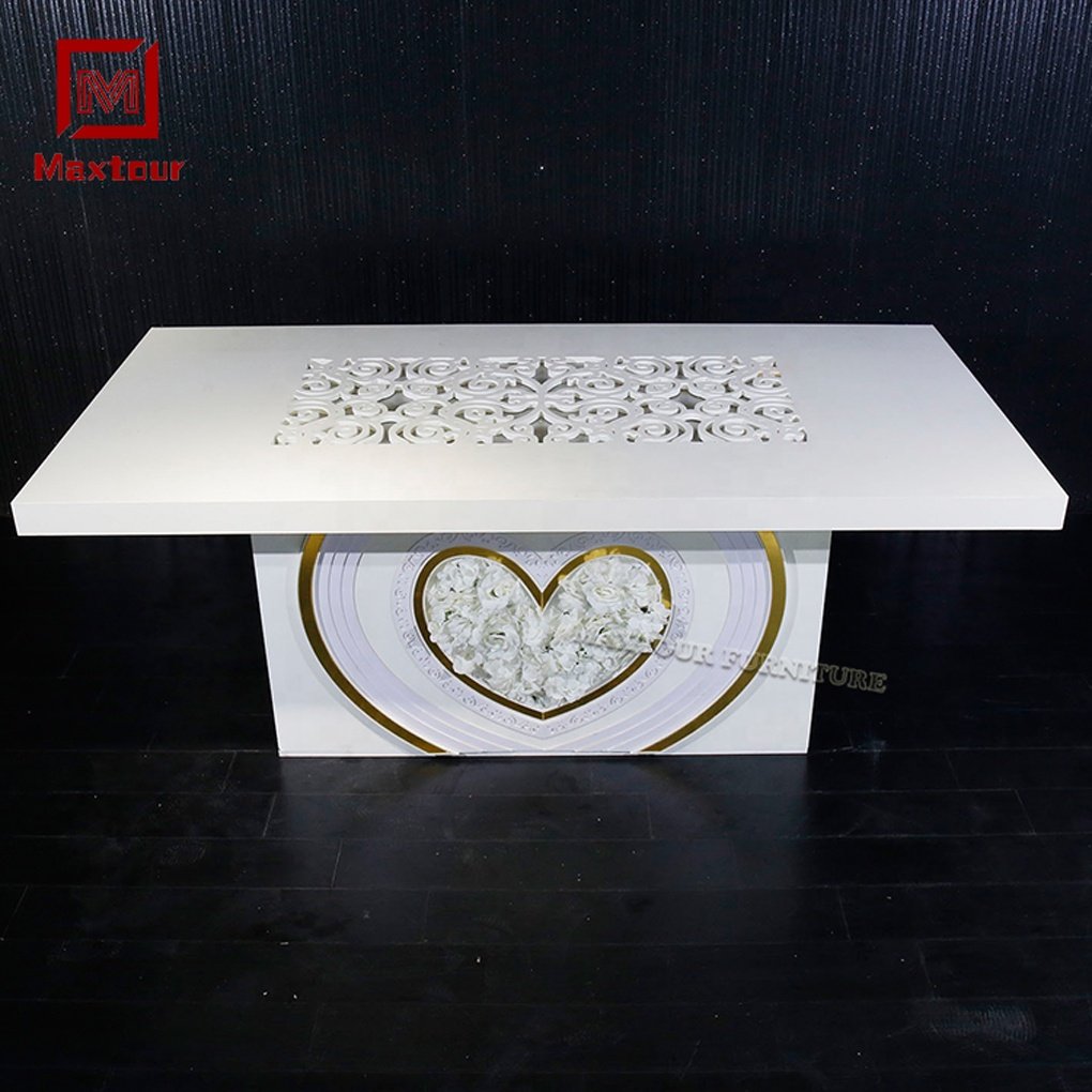 Modern White PVC Plastic Rectangle Dining Table Wedding and Farmhouse Furniture for Hotel