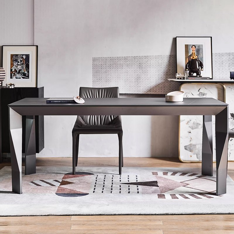 SUKE Pure black pattern rock plate table light luxury modern simple universal household Italian minimalist luxury stone table
