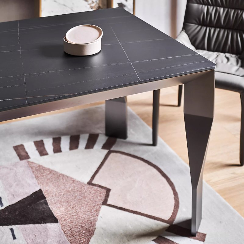 SUKE Pure black pattern rock plate table light luxury modern simple universal household Italian minimalist luxury stone table