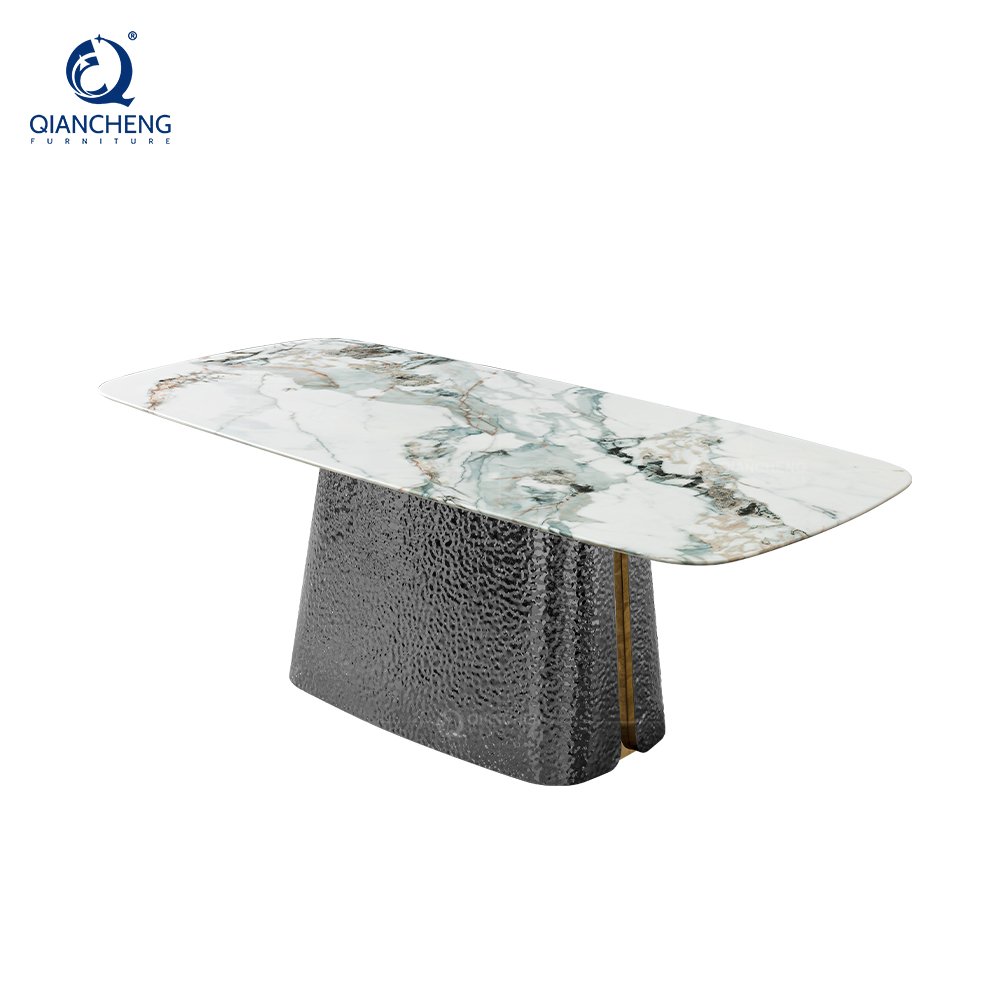 custom made hand craft stainless steel dining table for 10 people turkish furniture dubai artificial marble top dining table