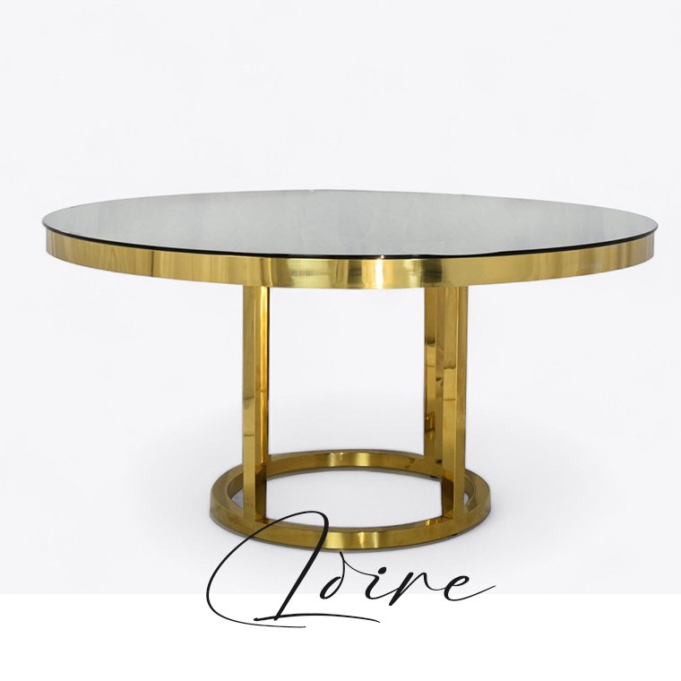 High Quality Golden Stainless Steel Round Glass Wedding Table
