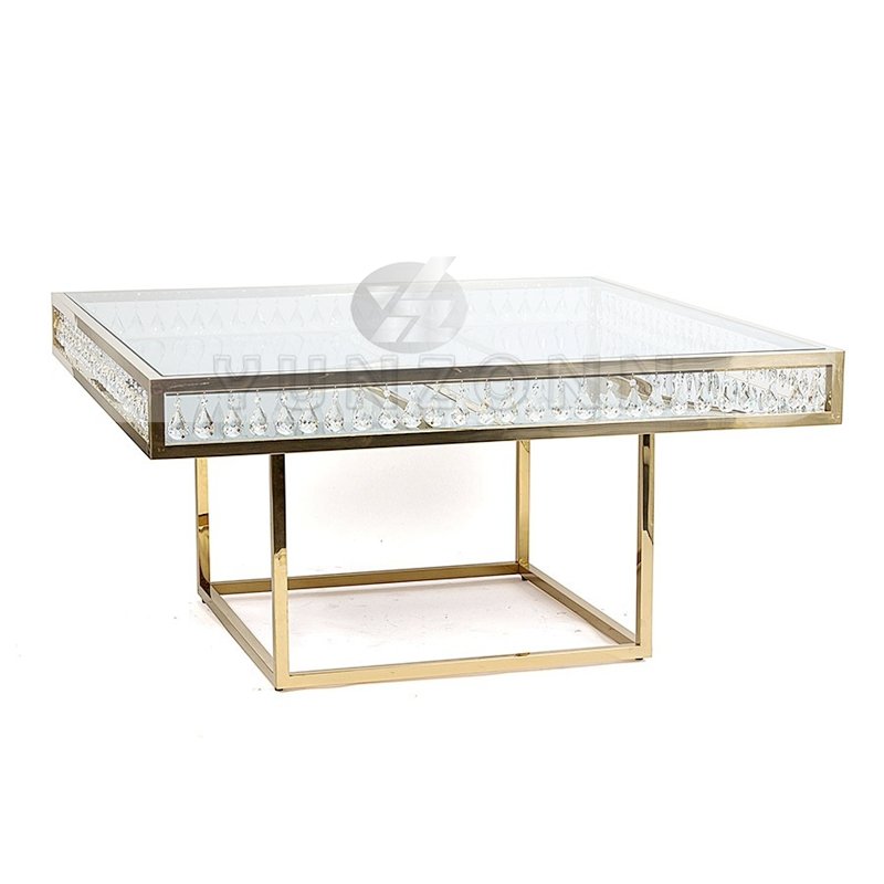Minimalist Stainless Steel Crystal Table for Event Rentals Wedding Dining Furniture with Hotel Chairs for Apartments