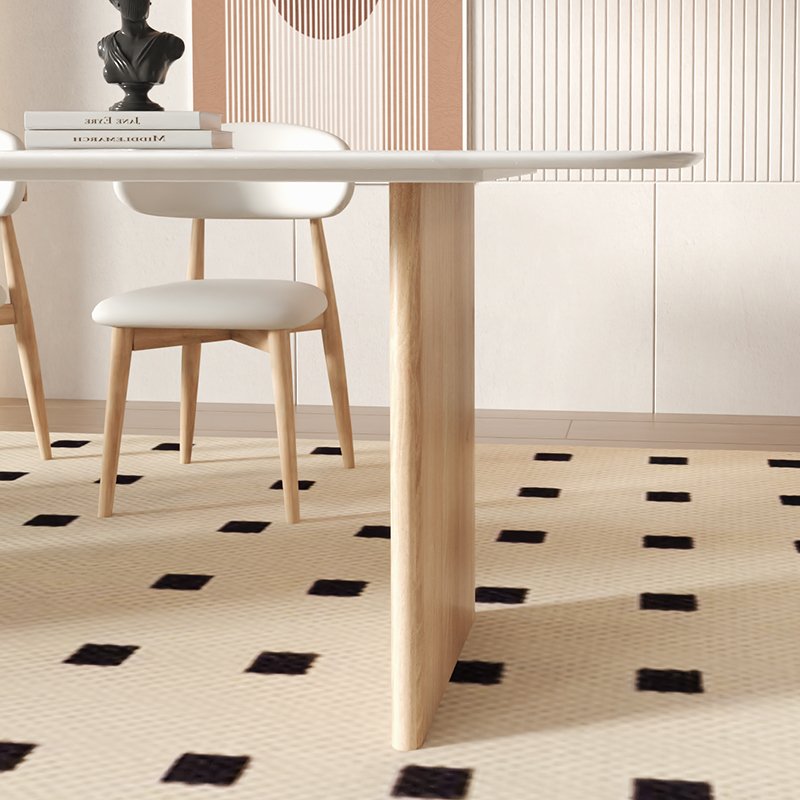 Luxury Modern Minimalist Design Dining Table Marble Top Dining Room Furniture Dining Table Set With Solid Wood Bsae Concrete