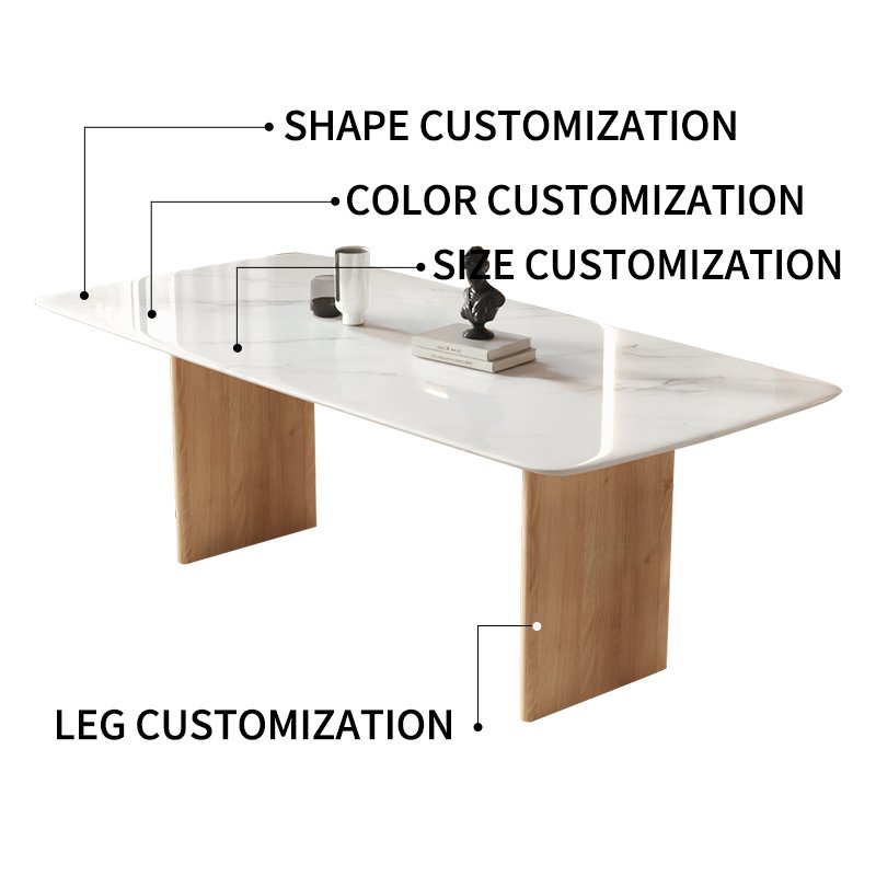 Luxury Modern Minimalist Design Dining Table Marble Top Dining Room Furniture Dining Table Set With Solid Wood Bsae Concrete