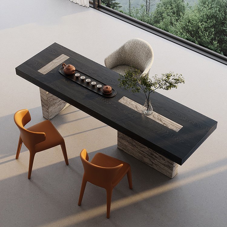 farmhouse dining table set bar height dining table wooden top travertine marble modern dining table set for 8
