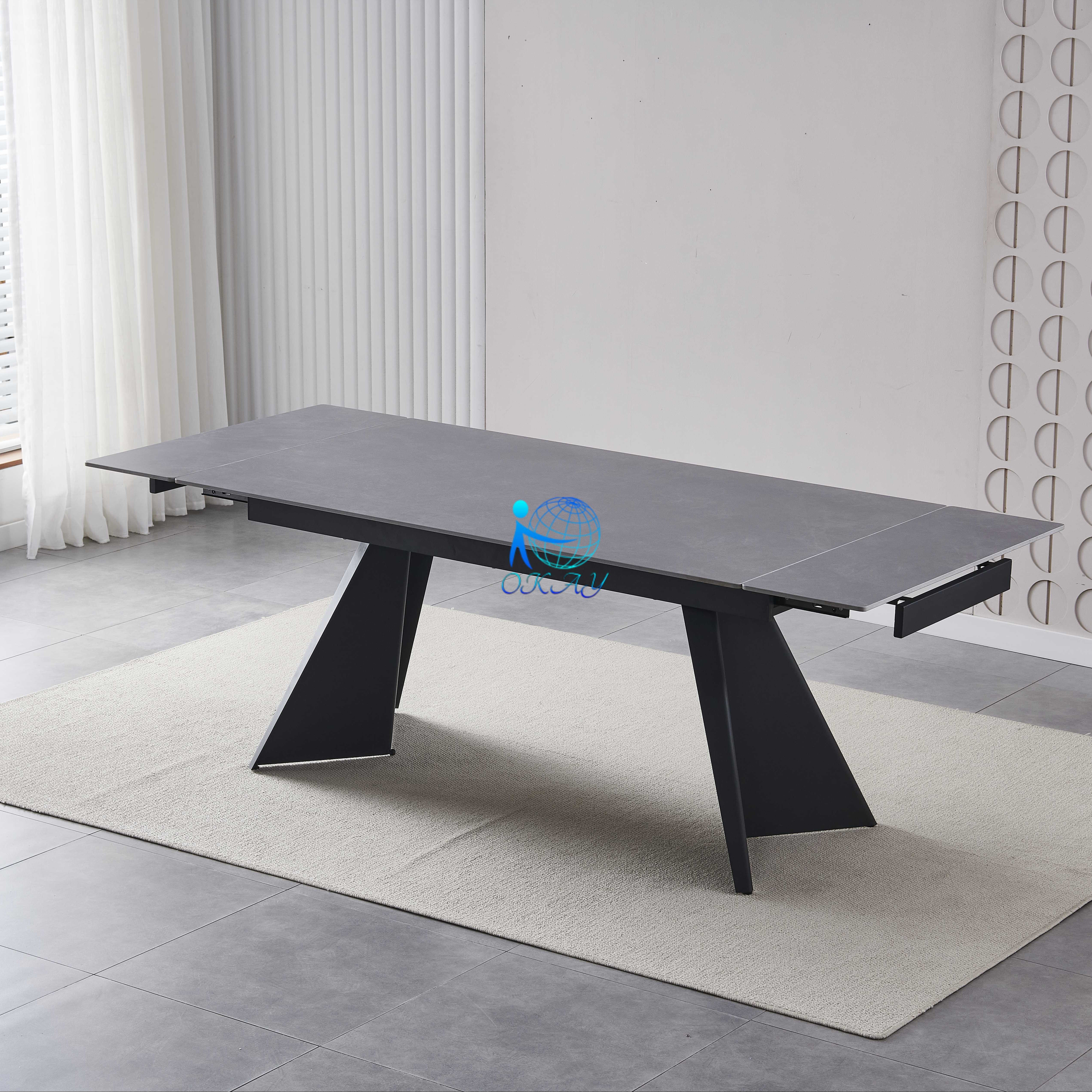 Light luxury SLATE dining table and chair combination Italian modern minimalist style Nordic dining table