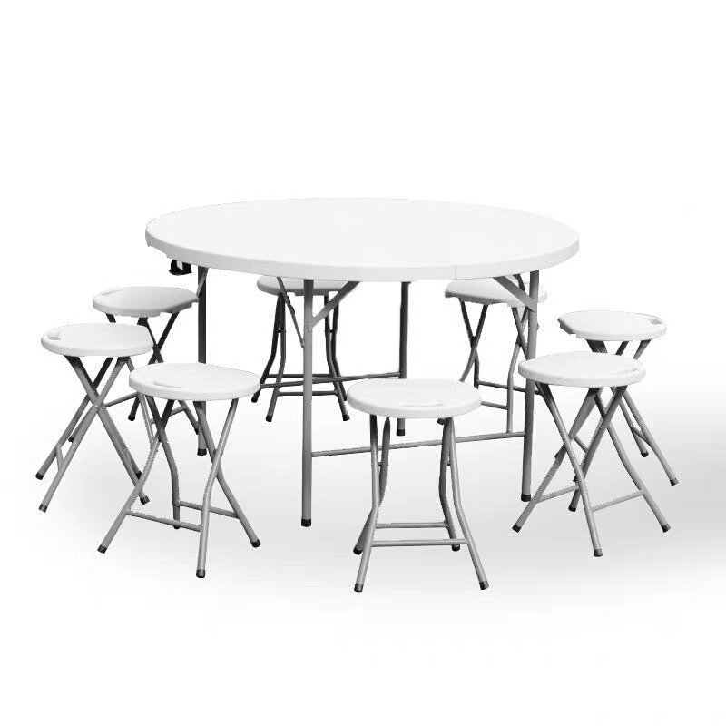 China Wholesale Hotel Furniture Cheap Plastic round Folding Dining Table and Chairs for Events