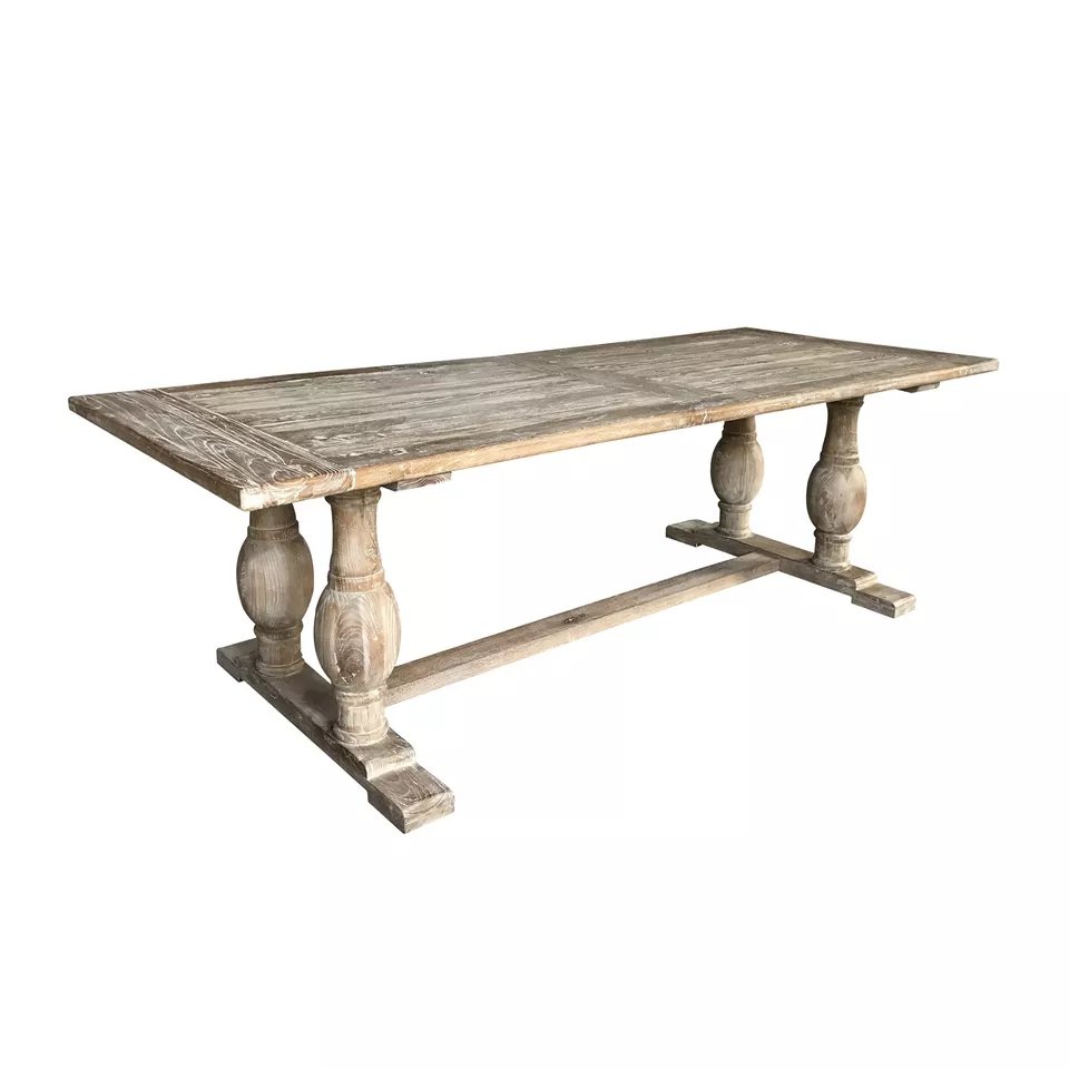MRS WOODS Reclaimed Solid Wood Rectangular Table 10-12 Seater Wedding Rental Farmhouse Dining Table For Events