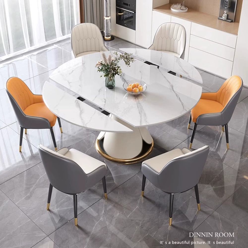 Modern Custom pattern Home Furniture Multifunctional Circular Adjustable rotatable marble Coffee Dining Table