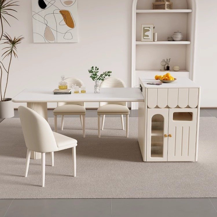 Wholesale expandable kitchen island table multi-functional rock slab elastic dining table kitchen high-end bar counter table