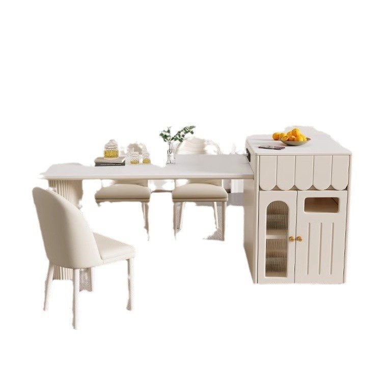 Wholesale expandable kitchen island table multi-functional rock slab elastic dining table kitchen high-end bar counter table