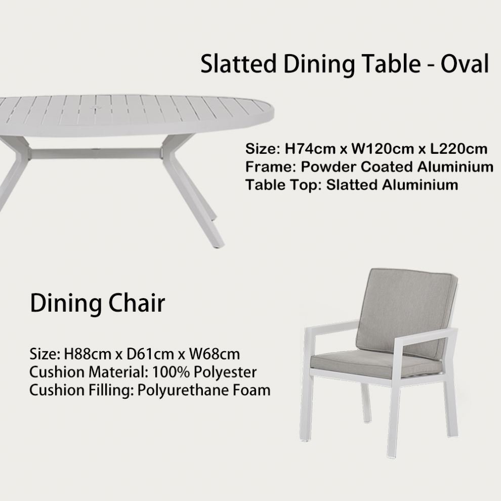 Modern Contemporary Aluminum Oval Table And 8 Chairs Dining Set Metal Garden Furniture Outdoor Patio Hotel Restaurant
