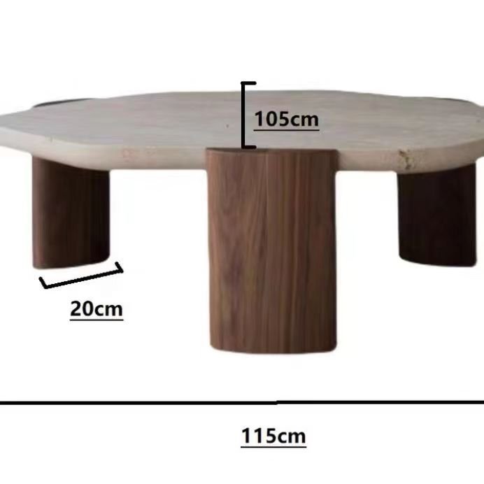 Modern Wabi-Sabi Wind Tunnel Tea Table Simple Antique Marble Design for Household Living Room Net Red Shaped Low Dining Table