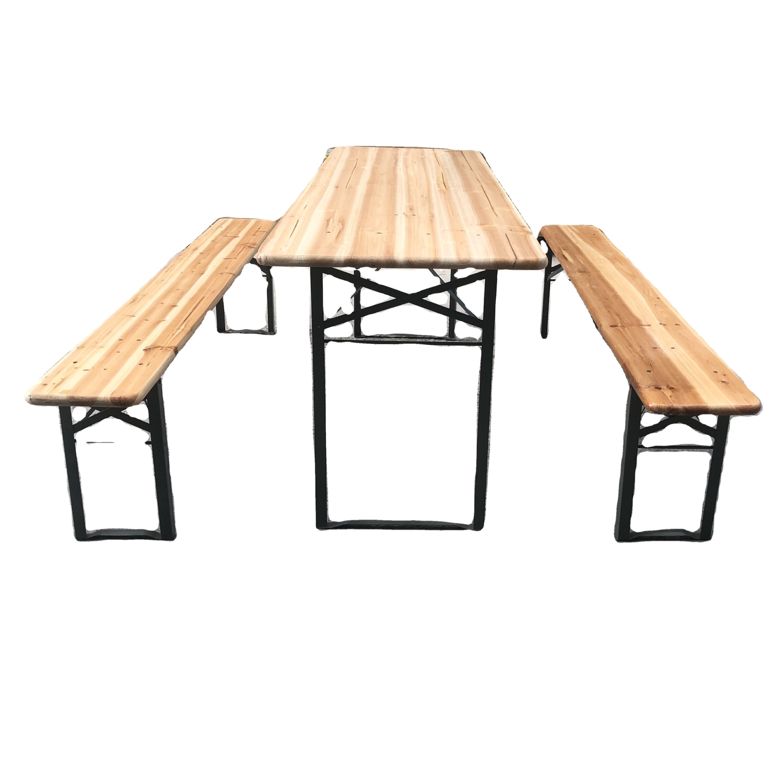 Outdoor furniture restaurant metal plastic wood dining table set patio furniture picnic coffee table and chairs