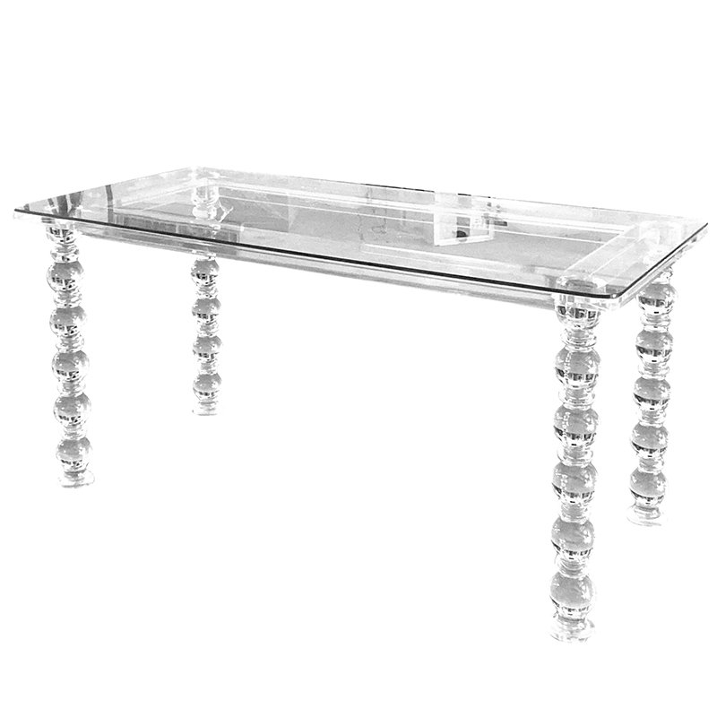 Luxury Hotel Acrylic Wedding Table Rectangle 4 Seater Glass Table Nordic Acrylic Dining Room Tables