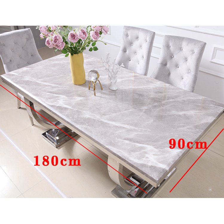 Hot-sale dining room furniture Marble table top Stainless steel table marble dining table set and chair combination