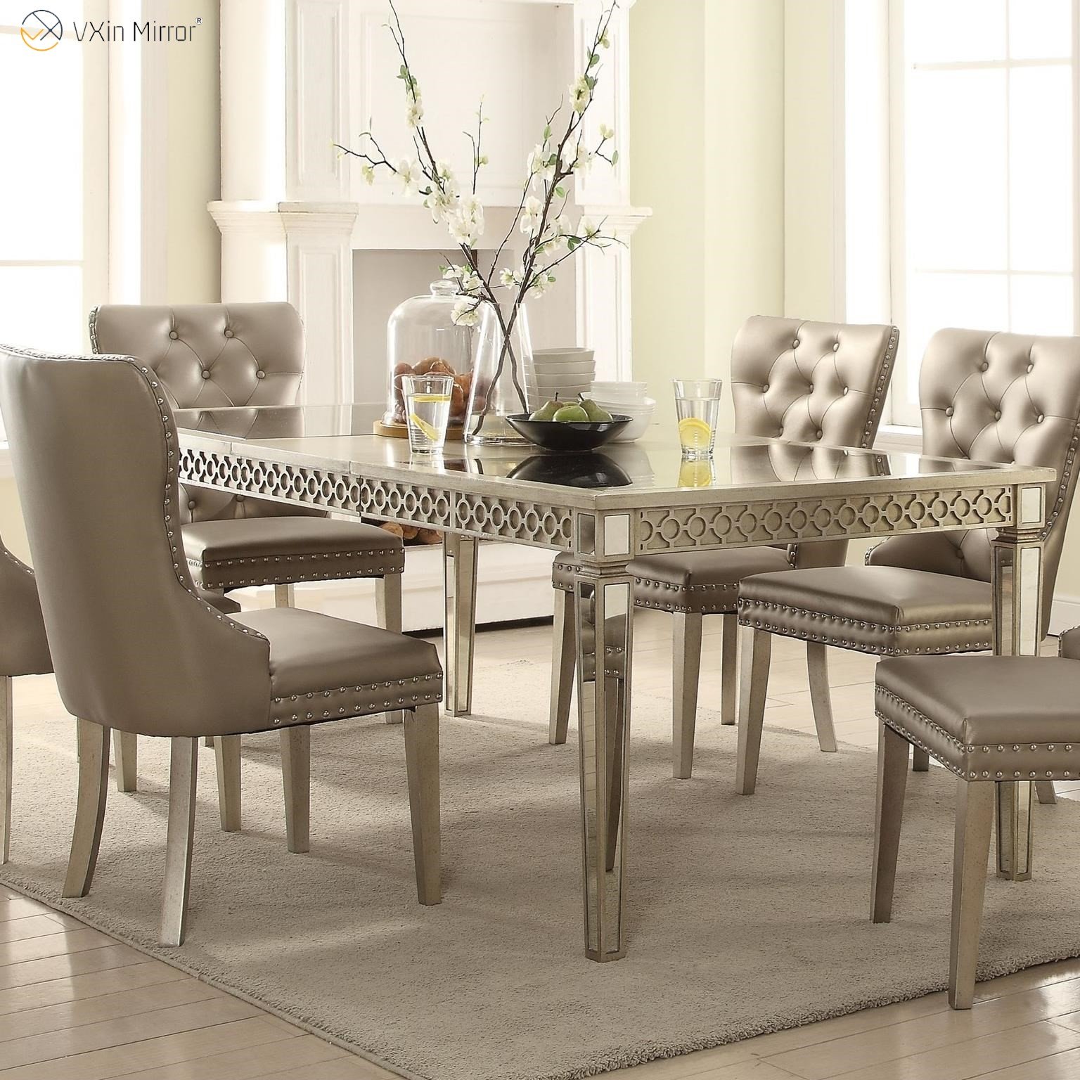 Modern Luxury Dining Table and Chairs Customize Size Good Price
