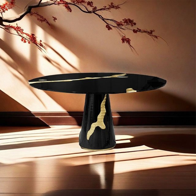 Italian light luxury solid wood home small table villa high-end creative stainless steel dining table