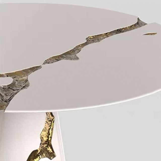 Italian light luxury solid wood home small table villa high-end creative stainless steel dining table