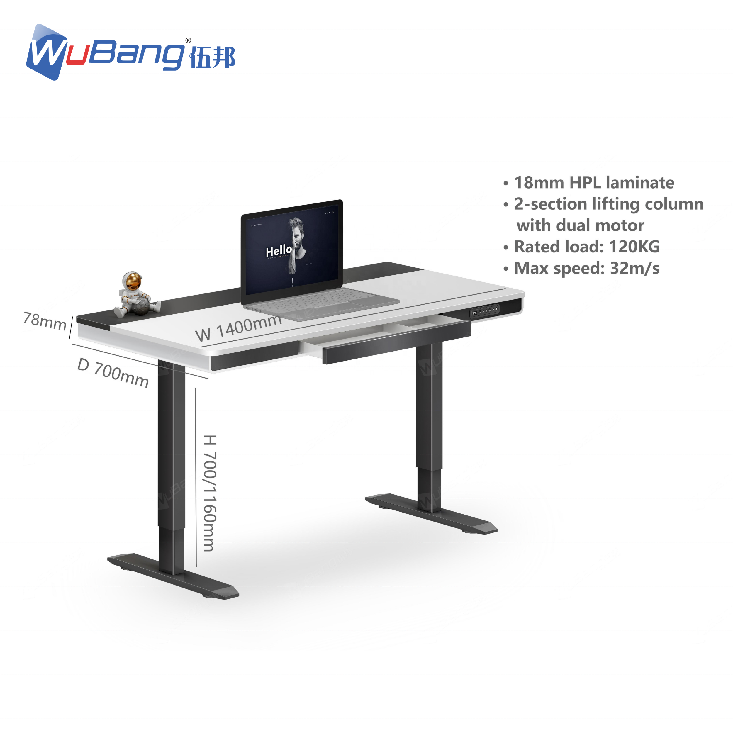 Large Ergonomic Standing Desk Height Adjust Table Office Computer Desk Frame With Dual Motors