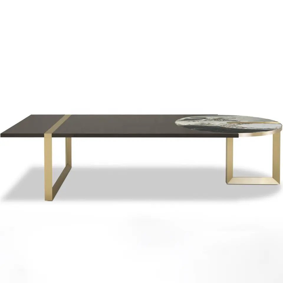 Marble tabletop design luxury dining room furniture modern dining table golden metal luxury dining table for restaurant