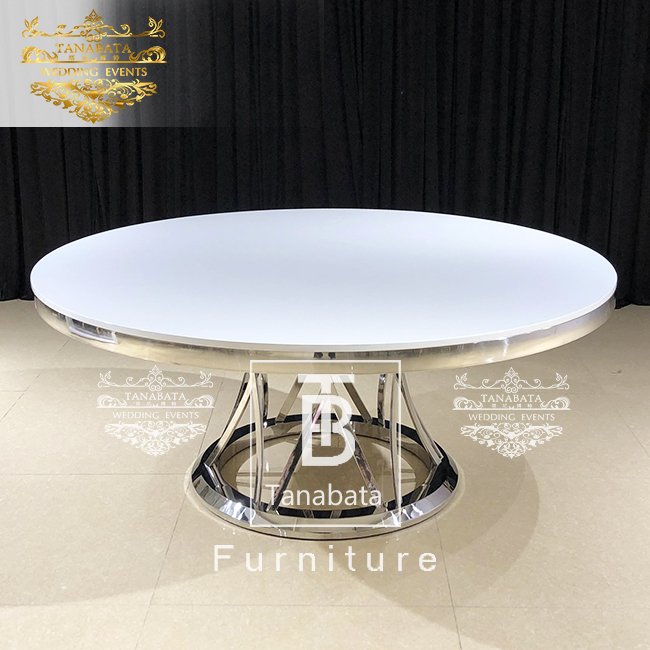 Silver Stainless Steel Restaurant Round Tables For Wedding Events