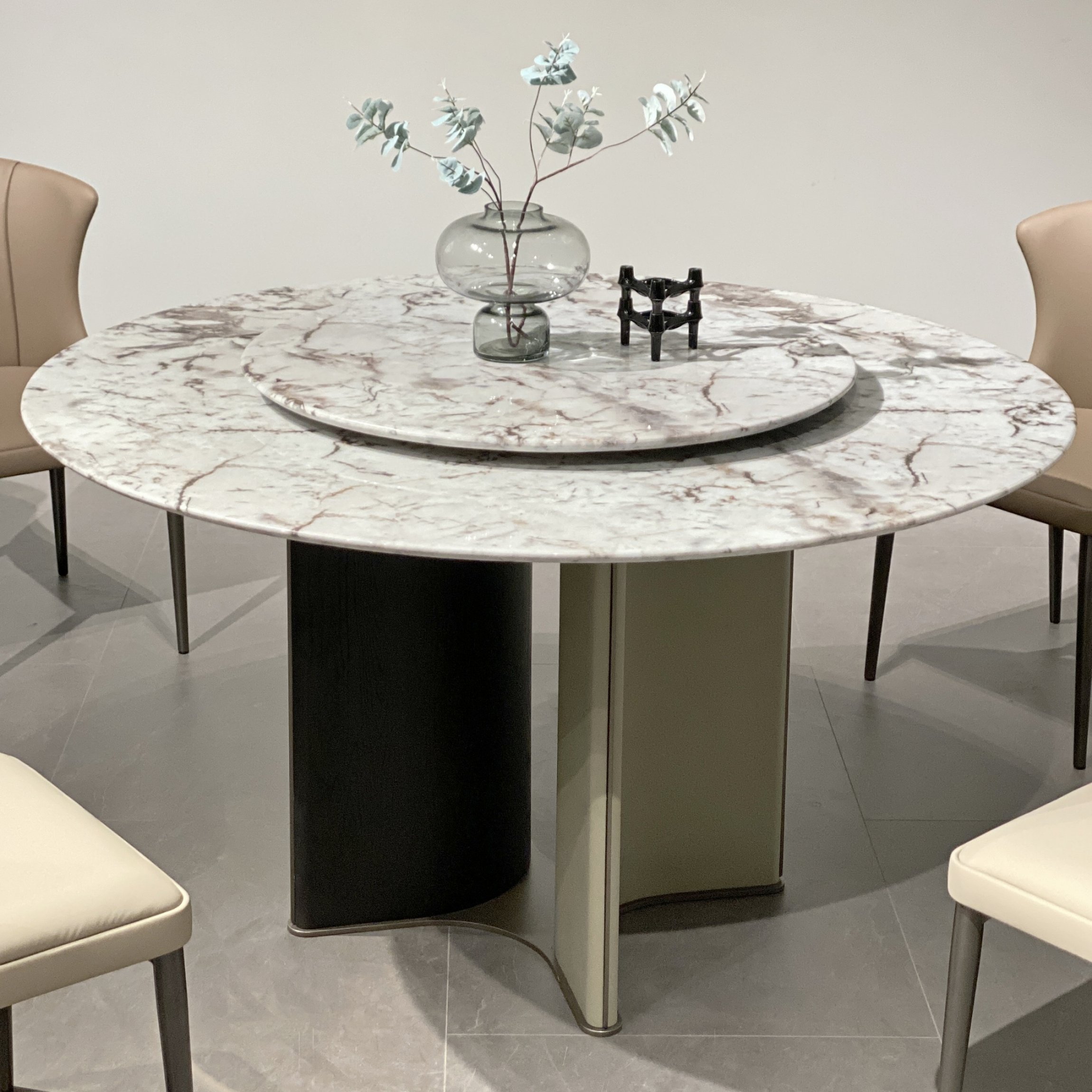 JS DS2002 Hot Sale Foshan Dining Furniture Rectangle Dinner Table Black/white Marble Top Dining Table Metal Base Ready To Ship