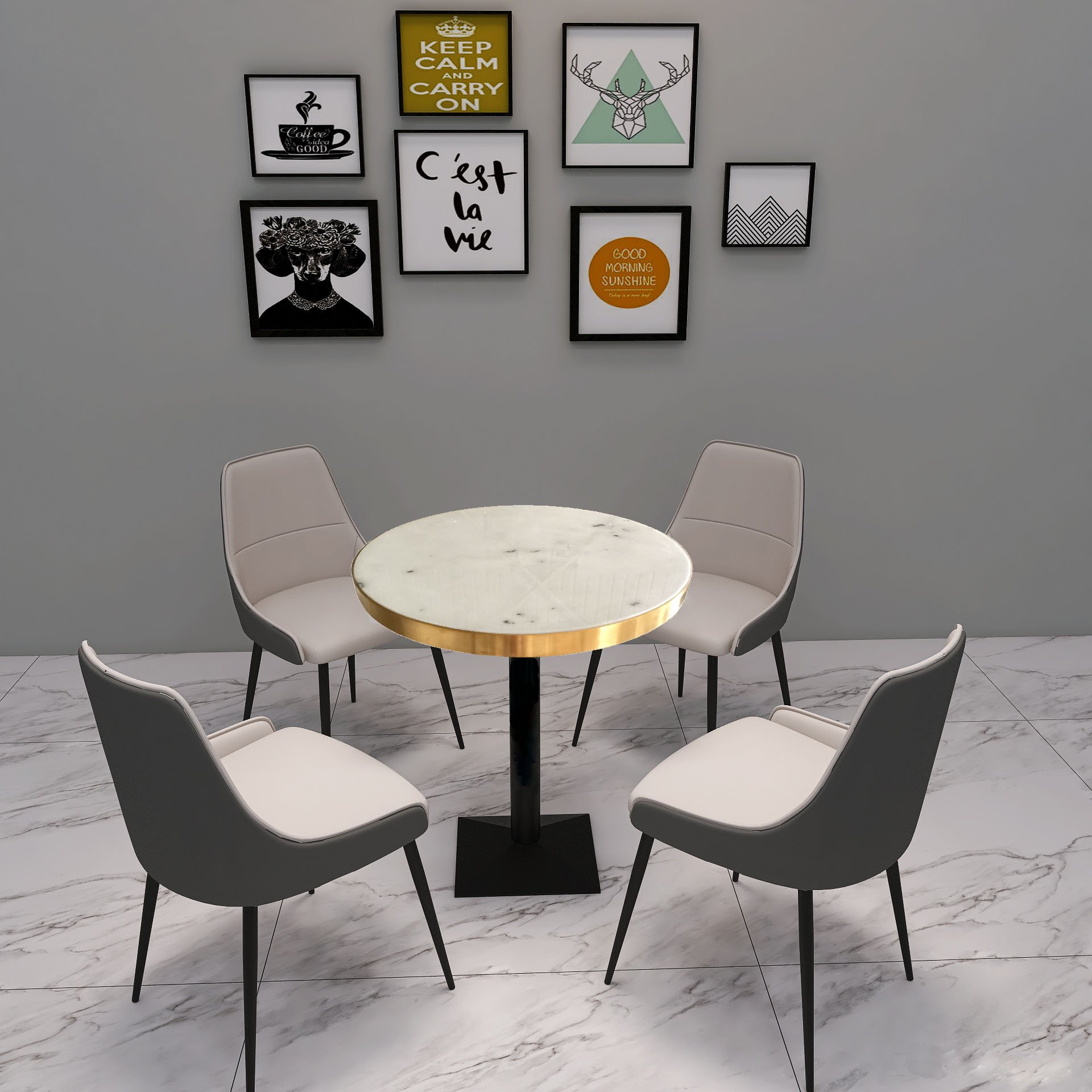 Since 2005 Factory Experience Natural White Round Marble Top Modern Dinning table Set