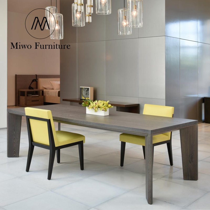 Contemporary vintage White Oak Villa Club House Custom Restaurant Dining Table and Chair set Kitchen luxury rectangular table