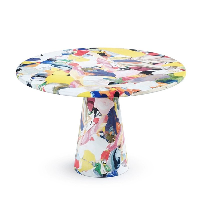 Customizable Round Dining Table for Multiple Guests Handcrafted with Colorful Designs Ideal for Family Gatherings and Stylish