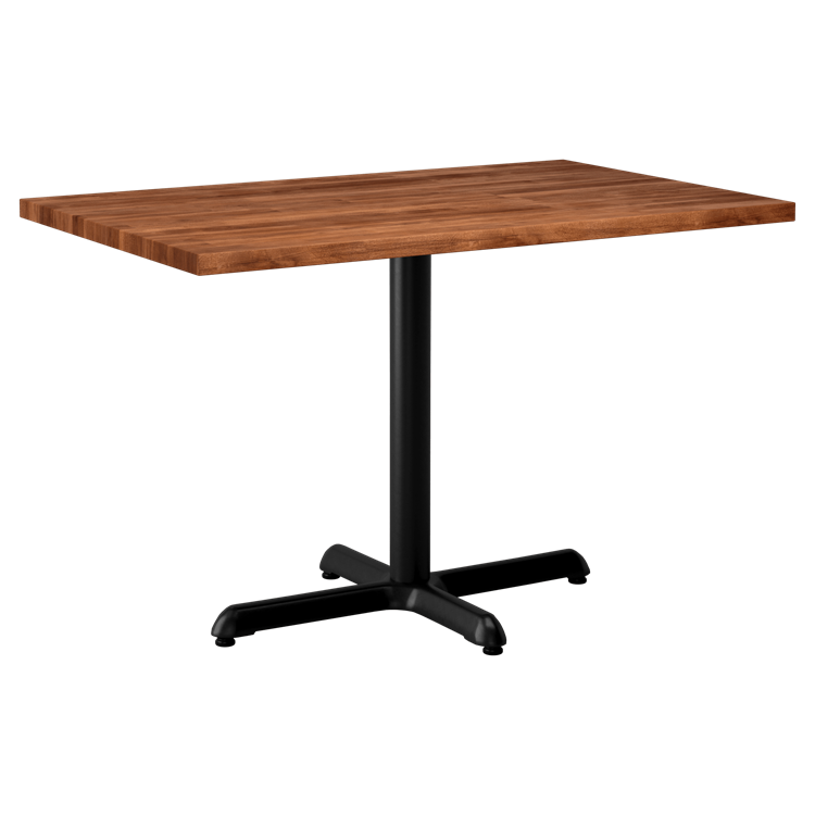 Black steel cross foot high quality street wooden restaurant table 80x80