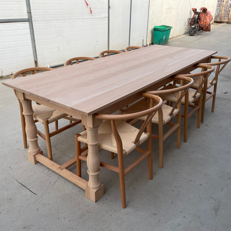 Custom Size Modern Rustic Natural Solid Wood Outdoor Farm Wedding Dining Table for Party Events