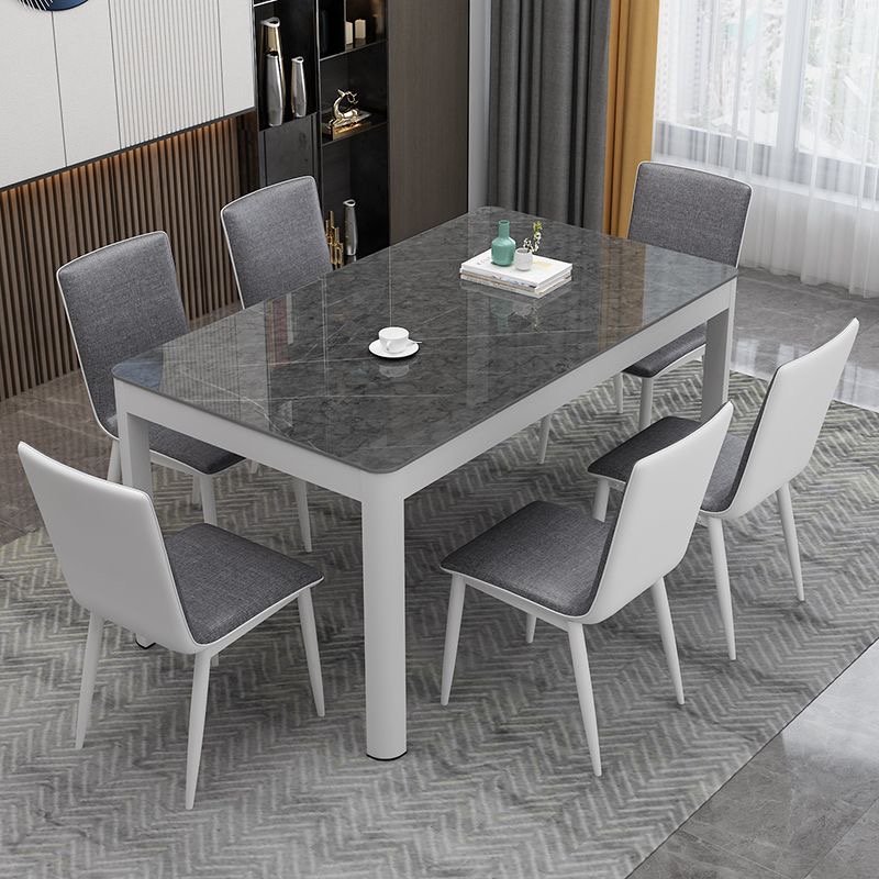 Modern Simple Nordic Tempered Glass Dinning Table Set For 6 Square Multi-Size Living Dining Coffee Table