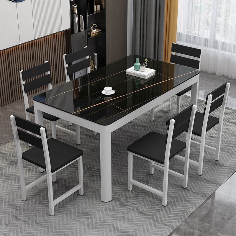 Modern Simple Nordic Tempered Glass Dinning Table Set For 6 Square Multi-Size Living Dining Coffee Table