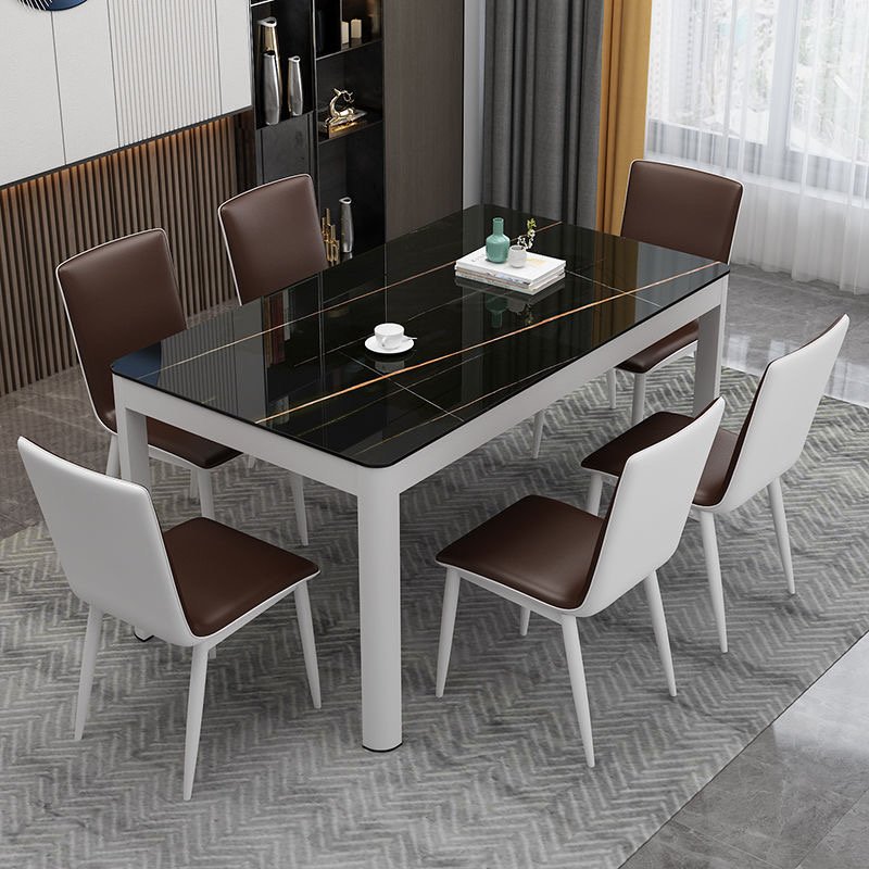 Modern Simple Nordic Tempered Glass Dinning Table Set For 6 Square Multi-Size Living Dining Coffee Table