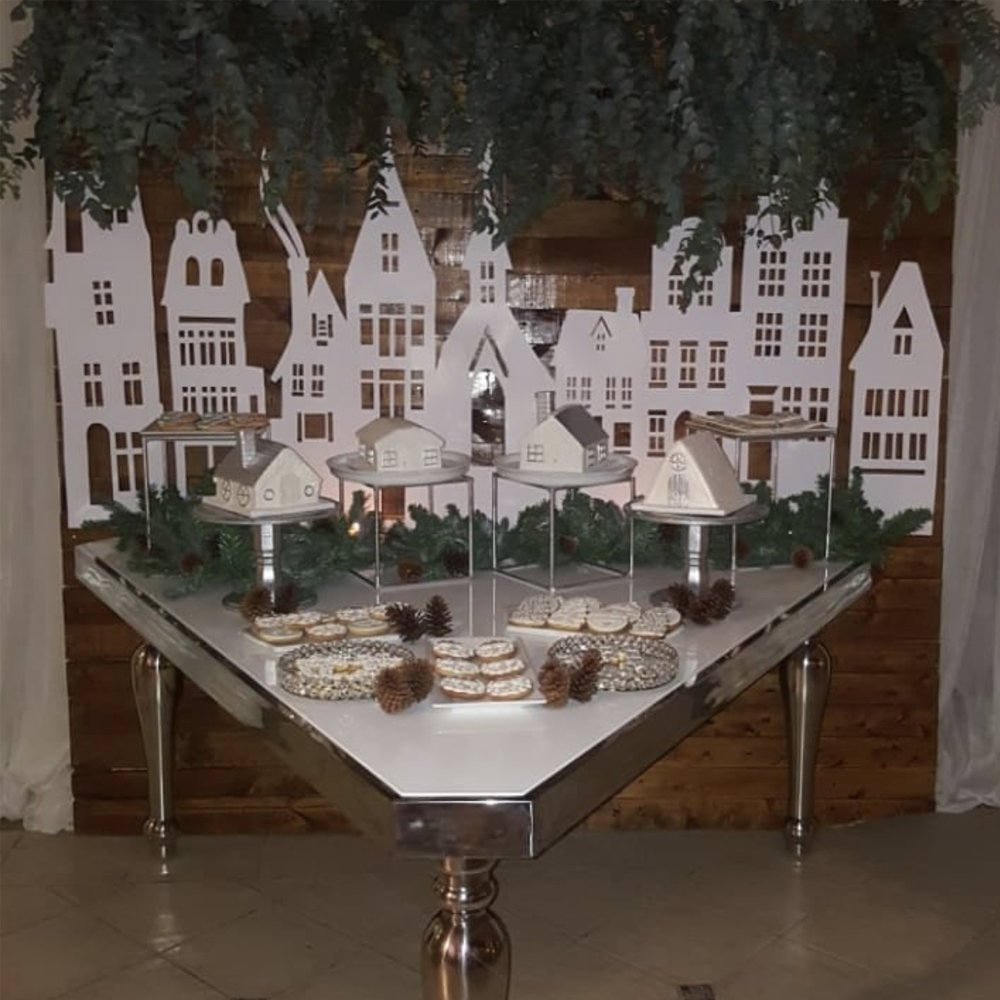 Factory Royal Event Decoration Mdf Moon Table Stainless Steel Wedding Table