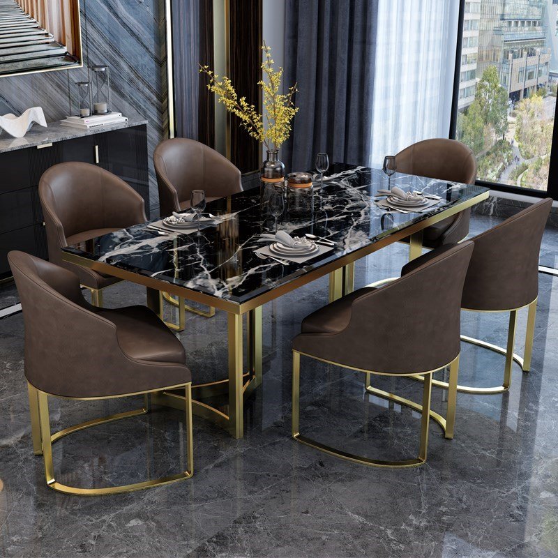 Modern luxury rectangular dining table set with 4 seats 6 8 dining room furniture table marble