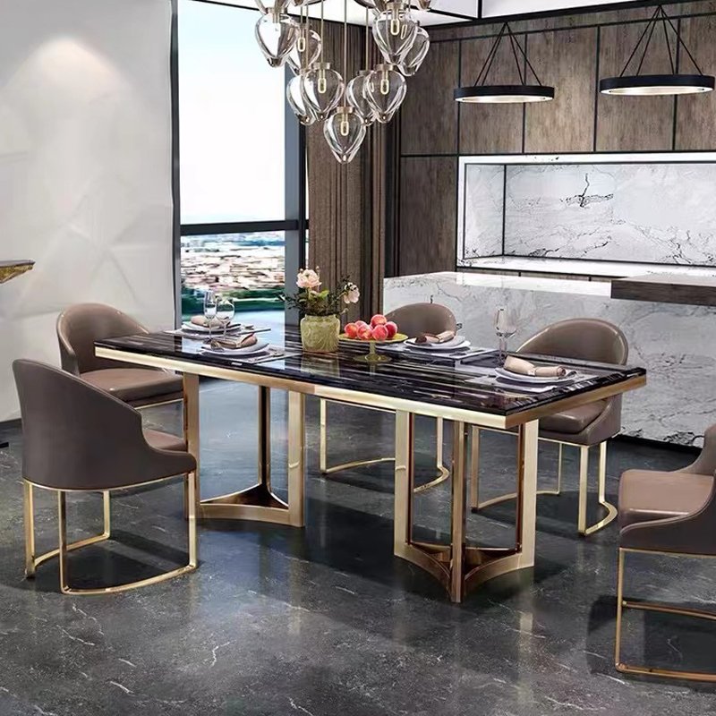 Modern luxury rectangular dining table set with 4 seats 6 8 dining room furniture table marble