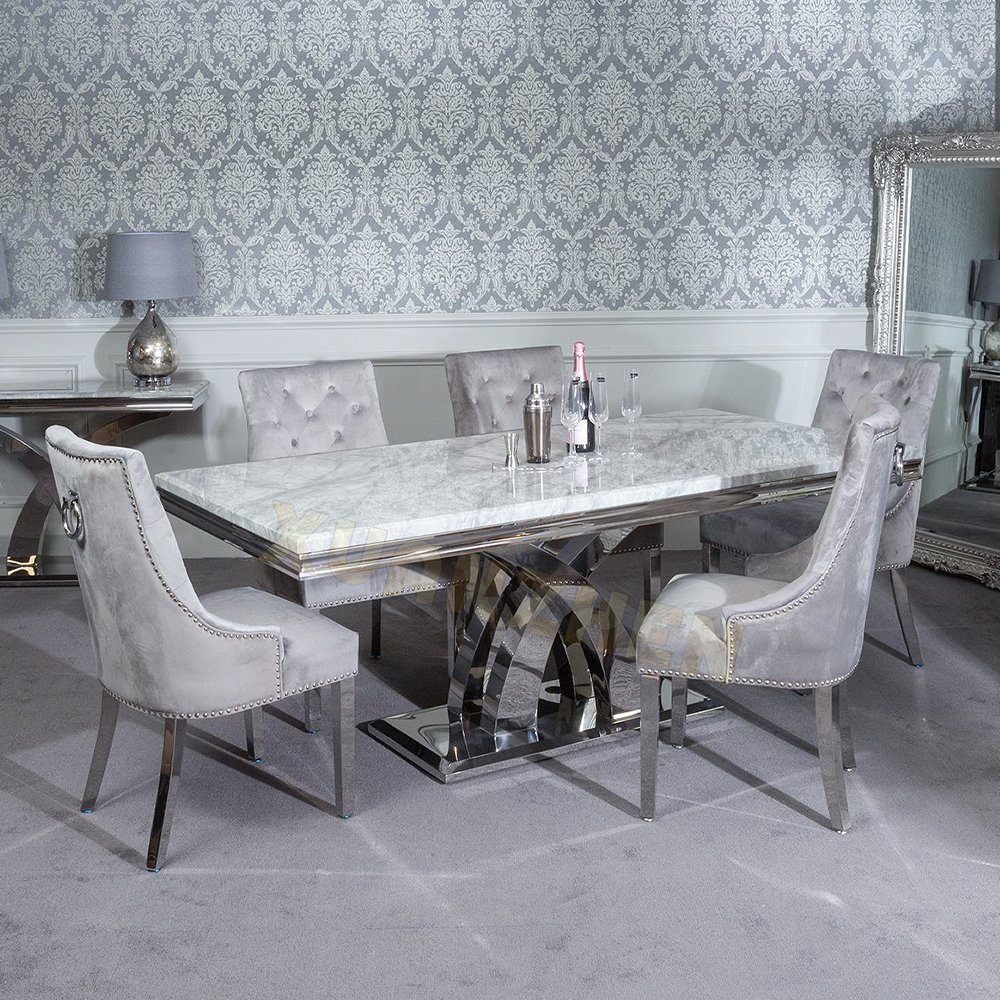 Living room furniture modern dining table set 6 seater marble dining table luxury dining tables