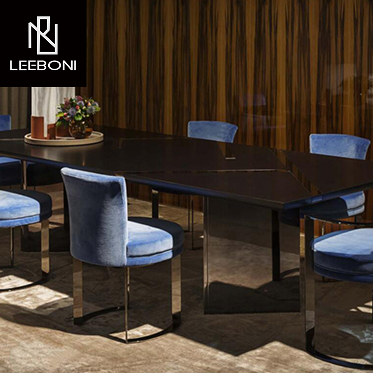 Popular design luxury modern new household marble rectangular dining table furniture 6 seaters