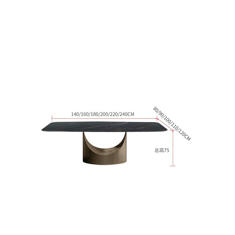 American style New aluminium casted base dining table with black marble stone top with high quality gold fineshed diner table