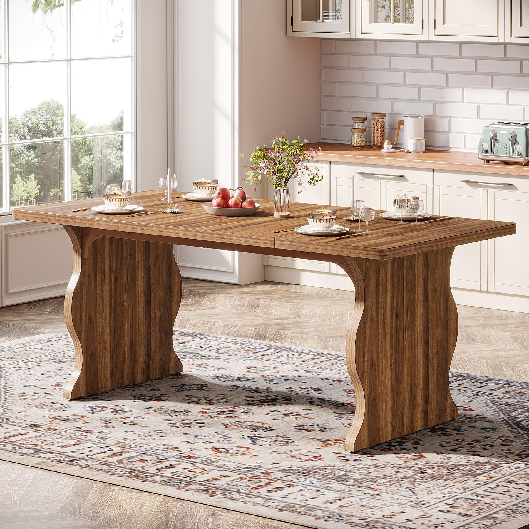 Tribesigns Modern Dining Table for 4-6 63-Inch Rectangular Wood Kitchen Table Large Dinner Table Kitchen & Dining Room Furniture