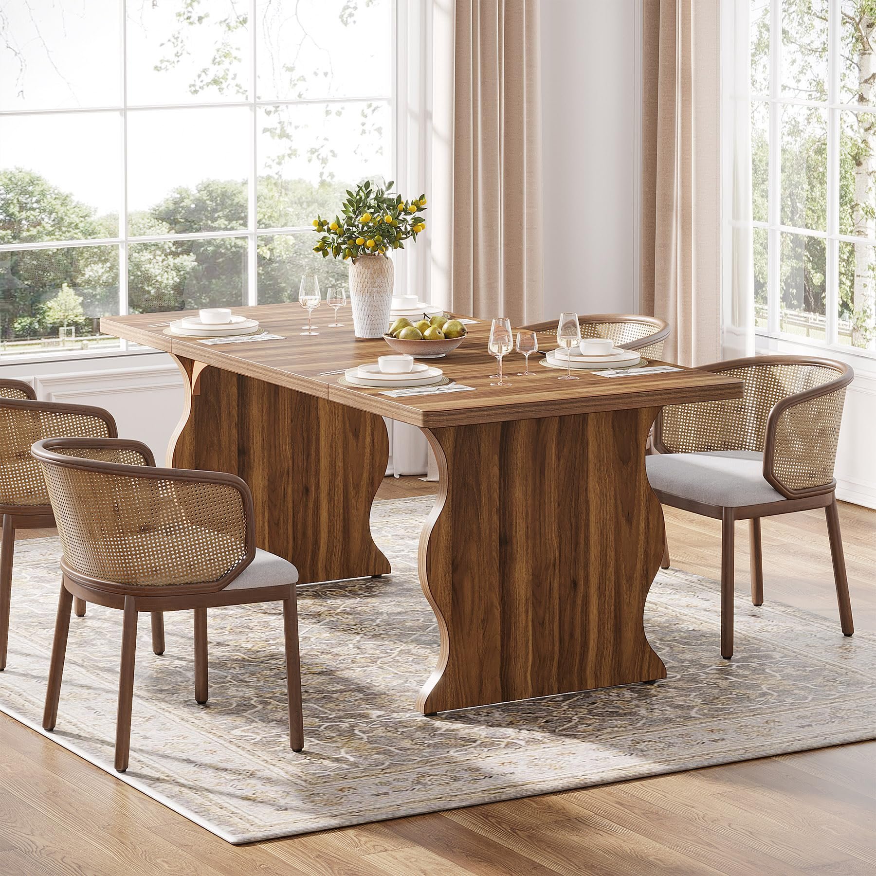 Tribesigns Modern Dining Table for 4-6 63-Inch Rectangular Wood Kitchen Table Large Dinner Table Kitchen & Dining Room Furniture