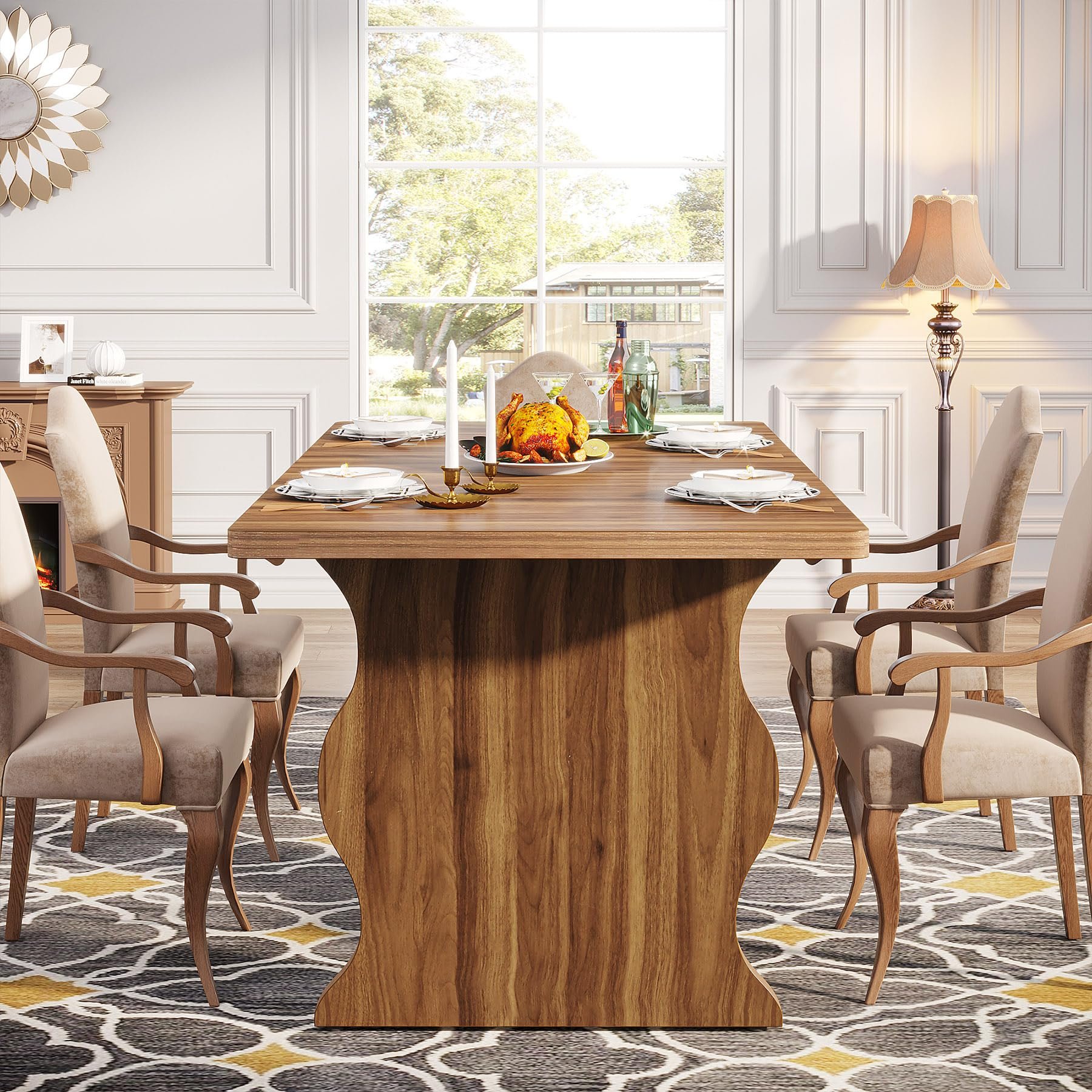 Tribesigns Modern Dining Table for 4-6 63-Inch Rectangular Wood Kitchen Table Large Dinner Table Kitchen & Dining Room Furniture
