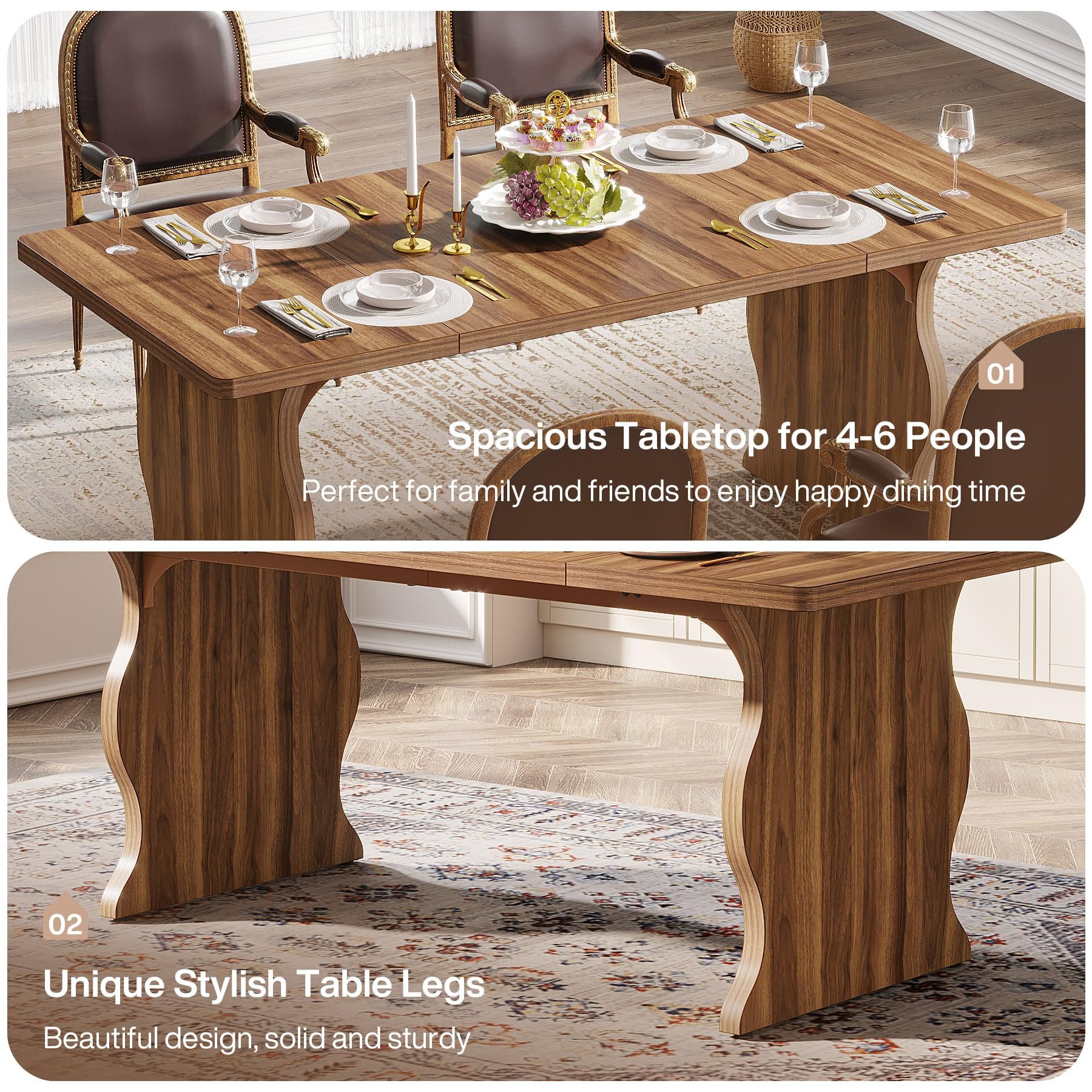 Tribesigns Modern Dining Table for 4-6 63-Inch Rectangular Wood Kitchen Table Large Dinner Table Kitchen & Dining Room Furniture