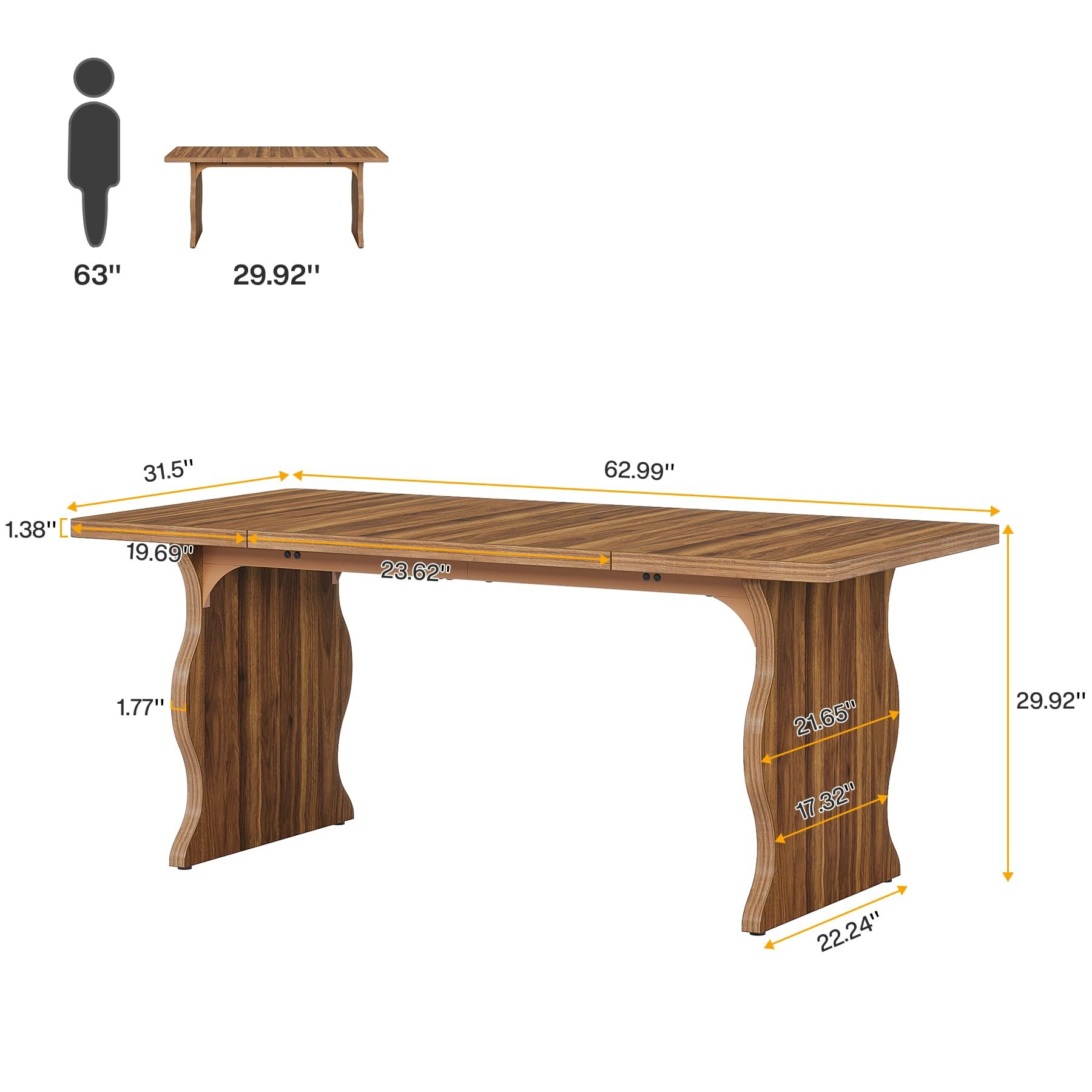 Tribesigns Modern Dining Table for 4-6 63-Inch Rectangular Wood Kitchen Table Large Dinner Table Kitchen & Dining Room Furniture