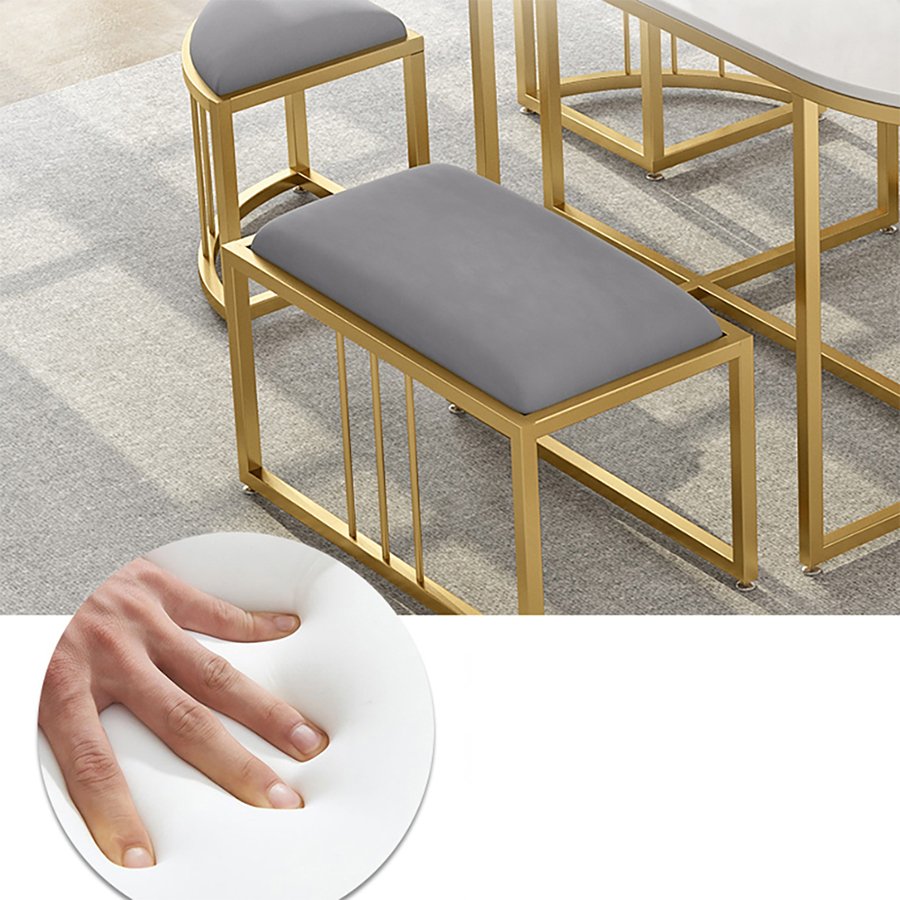 Luxury Modern Dining Room Restaurant 6 Seater Marble Top Gold Metal Base Dining Table Set