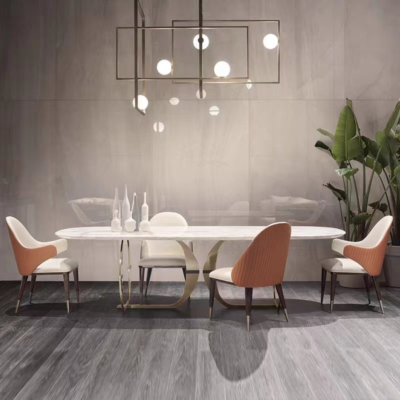 Light Luxury 2024 Rock Board Dining Table Simple Modern Ash Solid Wood Imported Rectangular Household For Small Apartment